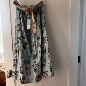 Floral Print Top & Skirt with Rope Belt